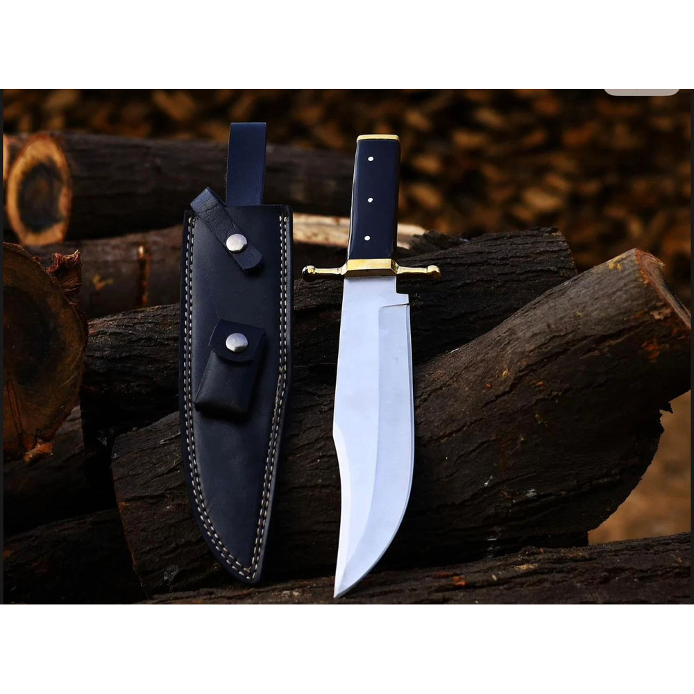 AXENCRAFT 16Handmade Bowie Knife 10 High Carbon Steel Blade 55 Black Handle With 05 Brass Leather 0