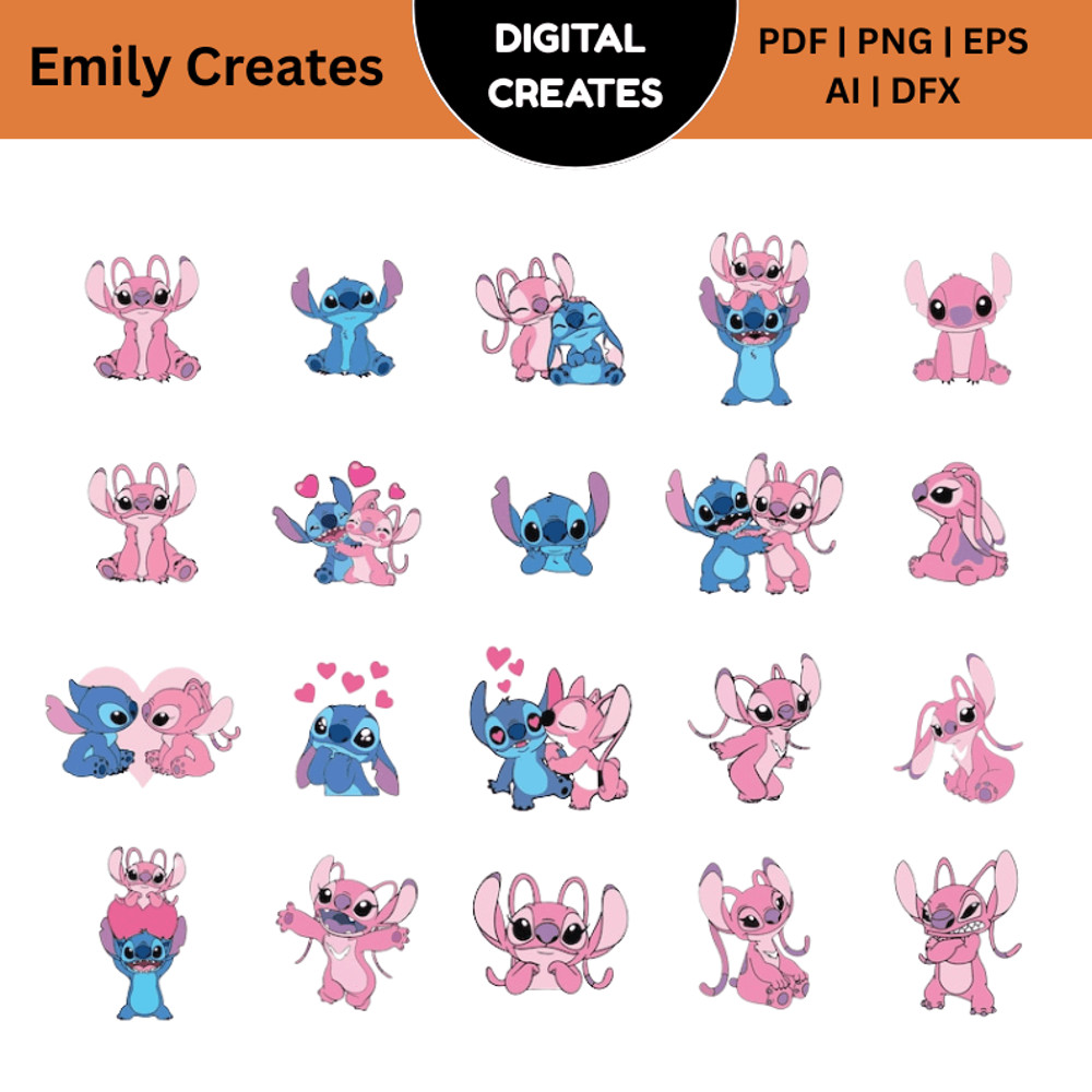 Stitch And Angel SVG Bundle Stitch Svg Stitch Couple Svg Png Stitch Love Svg Angel Stitch And Angel 0