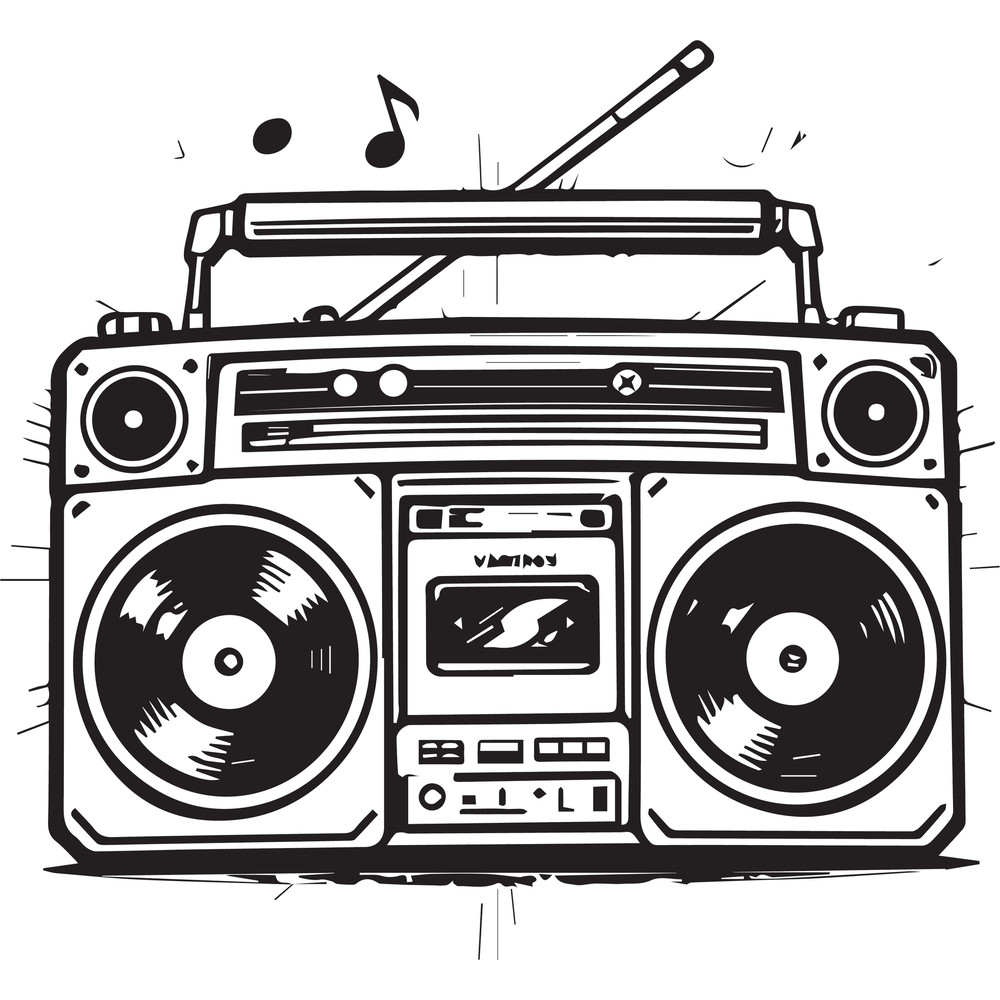 Retro Radio BW Tshirt Design 0