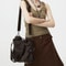 Y2K Punk Crossbody Bag, Retro Tote, Large Capacity Shoulder Bag, Soft PU Leather Motorcycle Purse, Multi Pocket Handbag