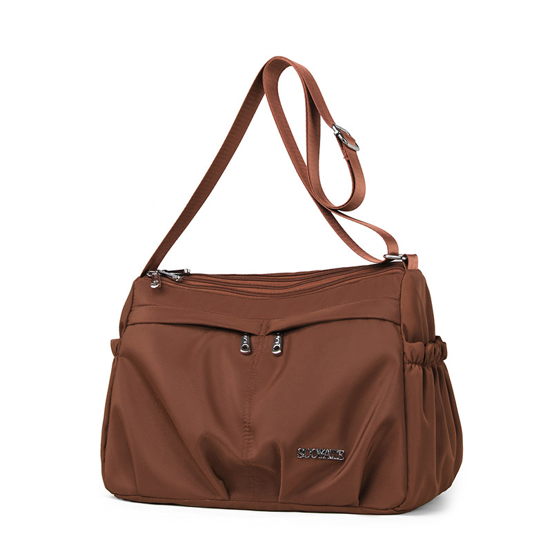 Multi-Pocket Waterproof Nylon Handbag, Women's Large Capacity Crossbody Shoulder Tote, Detachable Strap Shoulder Bag for