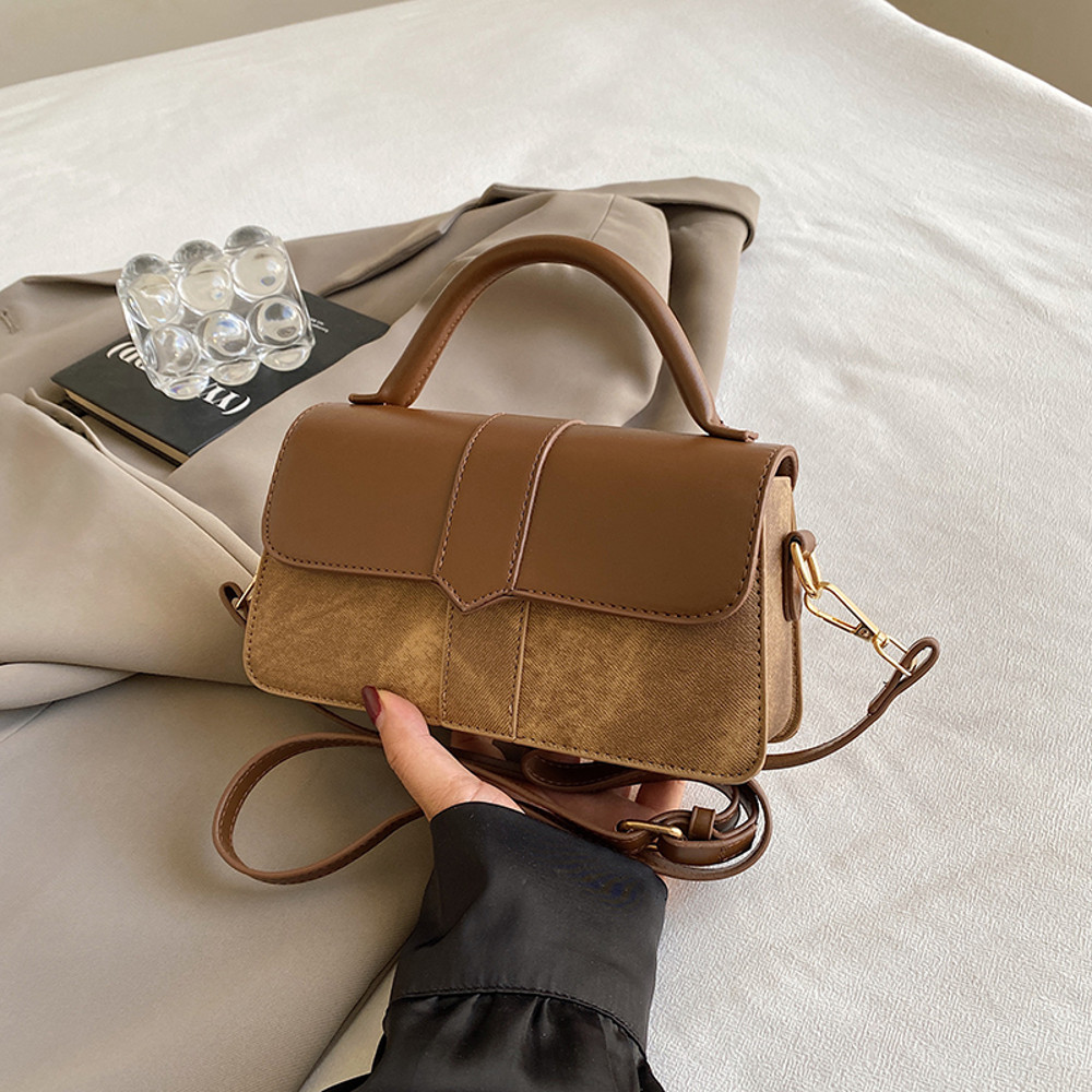 Fashion PU Leather Handbag for Women, Vintage Square Shoulder Bag, Crossbody Underarm Satchel