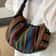 Foldable Crossbody with Zipper Closure, Tribal Style Shoulder Bag, Striped Flag Theme, Hand Washable Edge Painted Lining