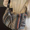 Foldable Crossbody with Zipper Closure, Tribal Style Shoulder Bag, Striped Flag Theme, Hand Washable Edge Painted Lining