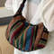 Foldable Crossbody with Zipper Closure, Tribal Style Shoulder Bag, Striped Flag Theme, Hand Washable Edge Painted Lining
