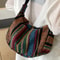 Foldable Crossbody with Zipper Closure, Tribal Style Shoulder Bag, Striped Flag Theme, Hand Washable Edge Painted Lining