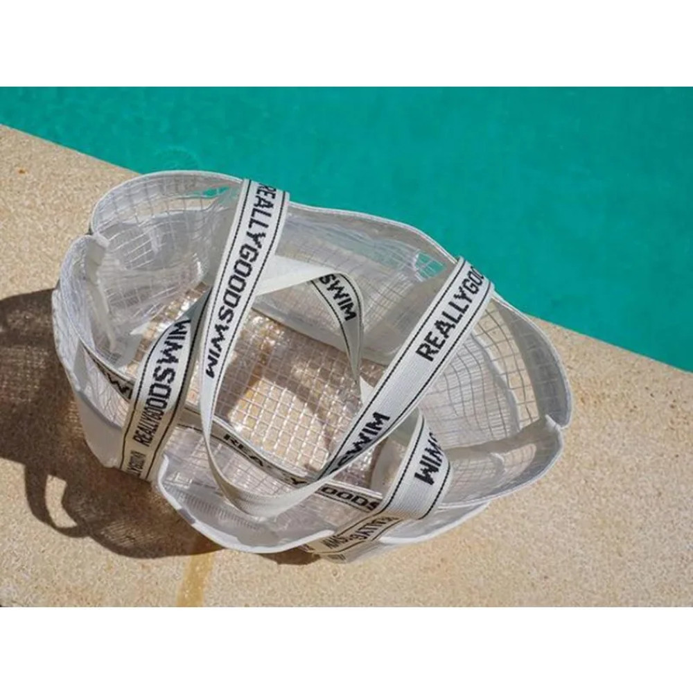 Waterproof PVC Beach Tote Bag Large Capacity Swim Bag with Wet Dry Separate Multi Pocket for Travel Toiletry Organizer