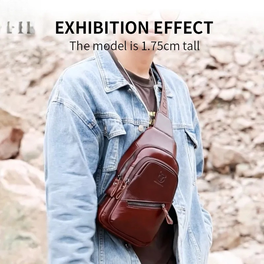 The Latest BULLCAPTAIN Leather Chest Bag For Men Classic Large Capacity Casual Messenger 1