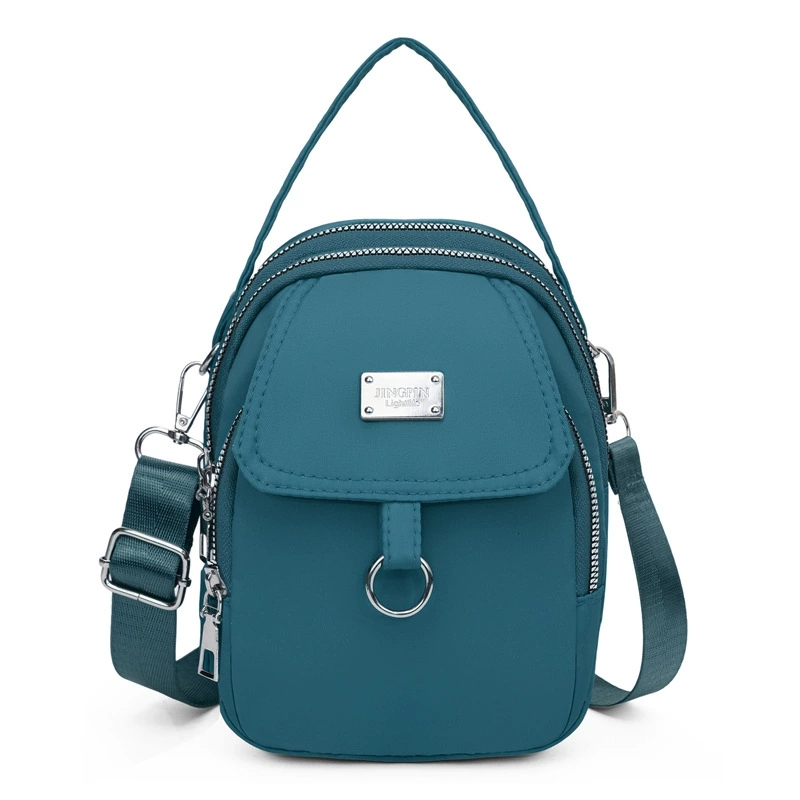 Lightweight Nylon Crossbody Bag for Women, Casual Mini Handbag, Shoulder Tote Purse with Multiple Zip Compartments