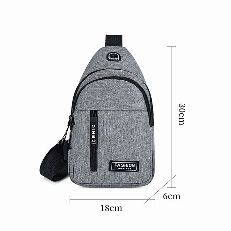 Outdoor Casual Men's Chest Bag, Canvas Small Satchel, Fashionable Solid Color Handbag, Zipper Messenger Bag