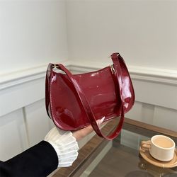 women's retro solid color handbag, leather shoulder underarm bag, casual hobos purses and fashion ladies hand bags