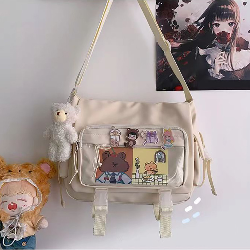 Kawaii Itabag for Dolls, Stylish Nylon Crossbody Tote, Large Shoulder Handbag for Teenage Girls, Trendy School Bag