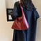 Vintage Suede Shoulder Bag for Women, Large Capacity Autumn and Winter Tote, Simple Solid Color Casual Retro Handbag