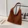 Vintage Suede Shoulder Bag for Women, Large Capacity Autumn and Winter Tote, Simple Solid Color Casual Retro Handbag