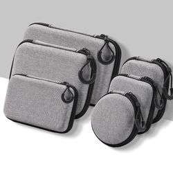 mini grey digital product storage bag portable headphone usb data cable charger u stick storage case shockproof protective case