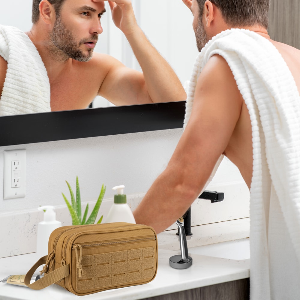 Mens Shaving Kit Tactical Toiletry Bag Hanging Dopp Kit Travel Bag Tool Molle Pouches Compact Hygie