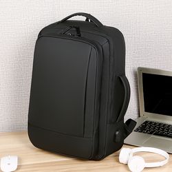 business casual men's expandable travel backpack, waterproof fabric, usb charging, ideal for work and daily commute