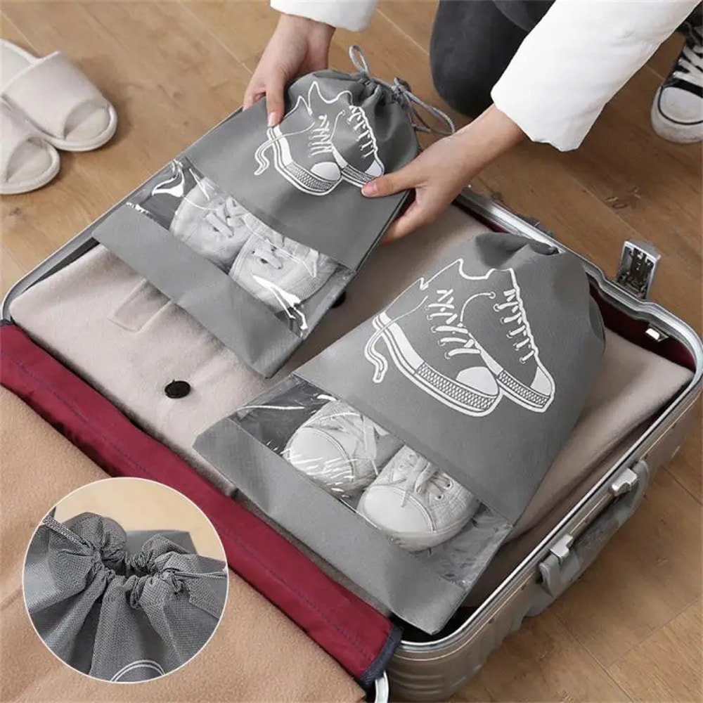 Portable Shoe Storage Bag, Waterproof Hanging Closet Organizer, Classified Draw Bag, Multi Pocket Clothing Organizer