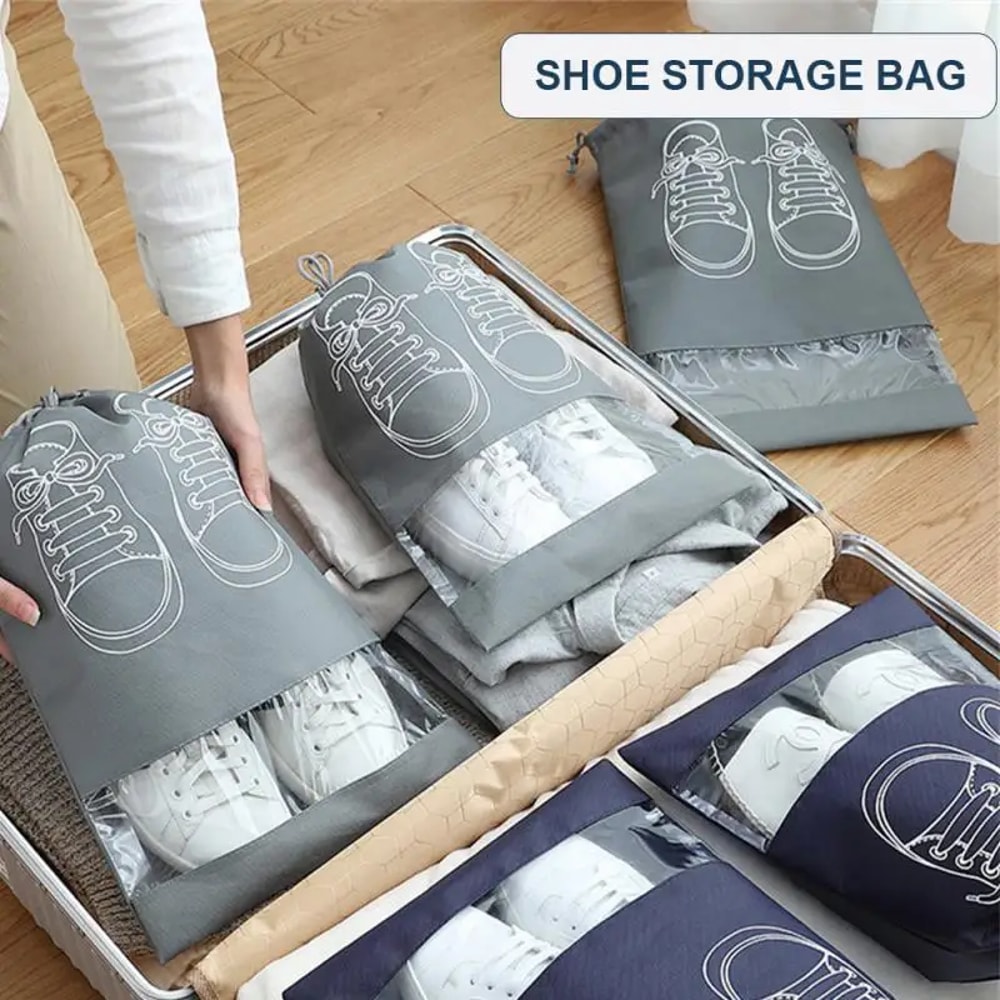 Portable Shoe Storage Bag, Waterproof Hanging Closet Organizer, Classified Draw Bag, Multi Pocket Clothing Organizer