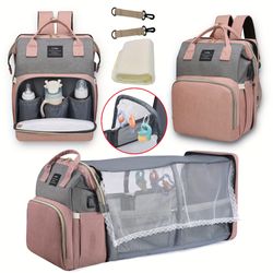 large capacity mommy bag, travel maternity baby backpack, portable folding crib bed, lightweight outing bag for mothers