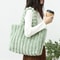 Soft Striped Faux Fur Shoulder Bag, Luxurious Autumn Winter Plush Tote Bag, Comfortable Handheld Strap Fashion Purse