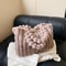 Soft Striped Faux Fur Shoulder Bag, Luxurious Autumn Winter Plush Tote Bag, Comfortable Handheld Strap Fashion Purse