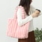 Soft Striped Faux Fur Shoulder Bag, Luxurious Autumn Winter Plush Tote Bag, Comfortable Handheld Strap Fashion Purse