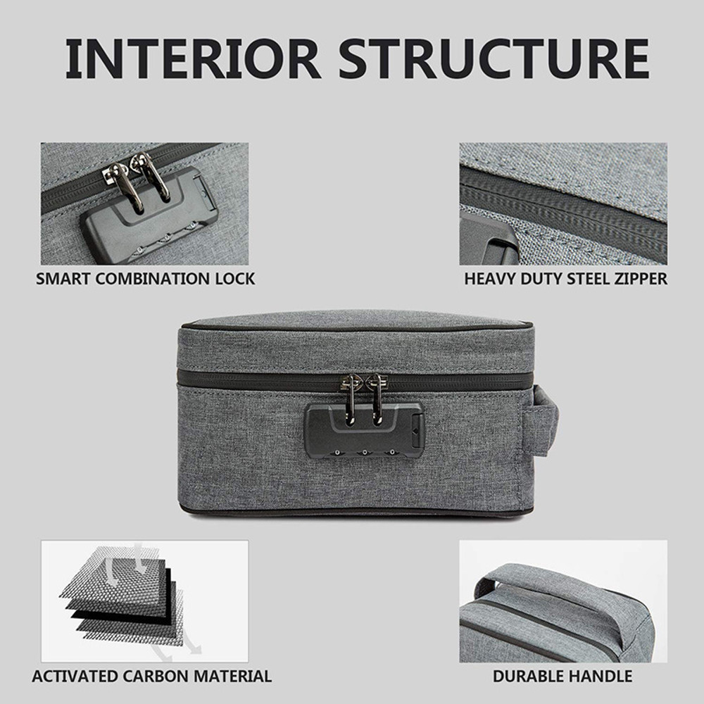 Combination Lock Smell Proof Cigarette Smoking Bag Tobacco Herbs Stash Box Secure Cigar Grinder Pip 3