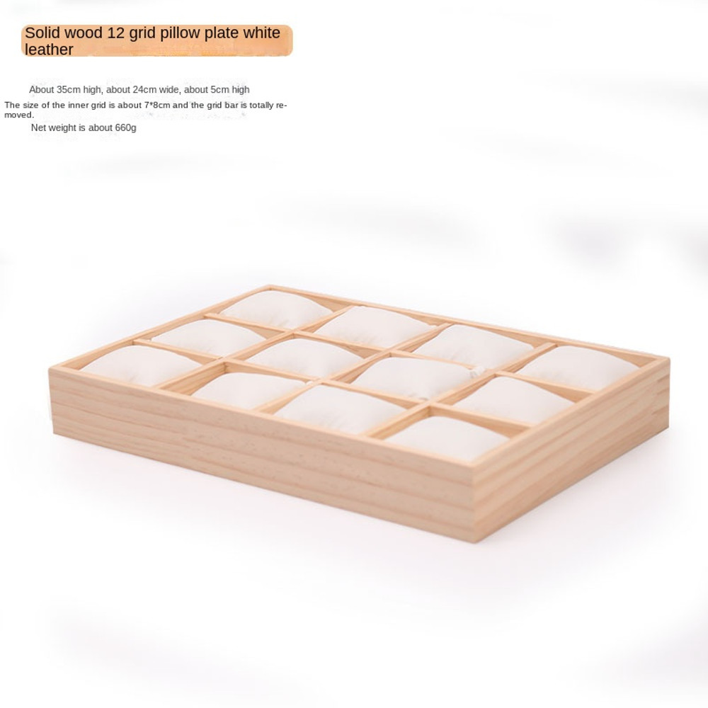Solid Wood Pillow Plate Watch Bracelet Storage Display Plate 12 Digit Wood Frame Organizer 4