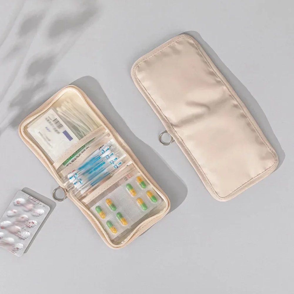 Portable Foldable Large Opening with Zip Sort, Mini Medical Pouch, First Aid Kit Outdoor, Travel Essential Storage Bag