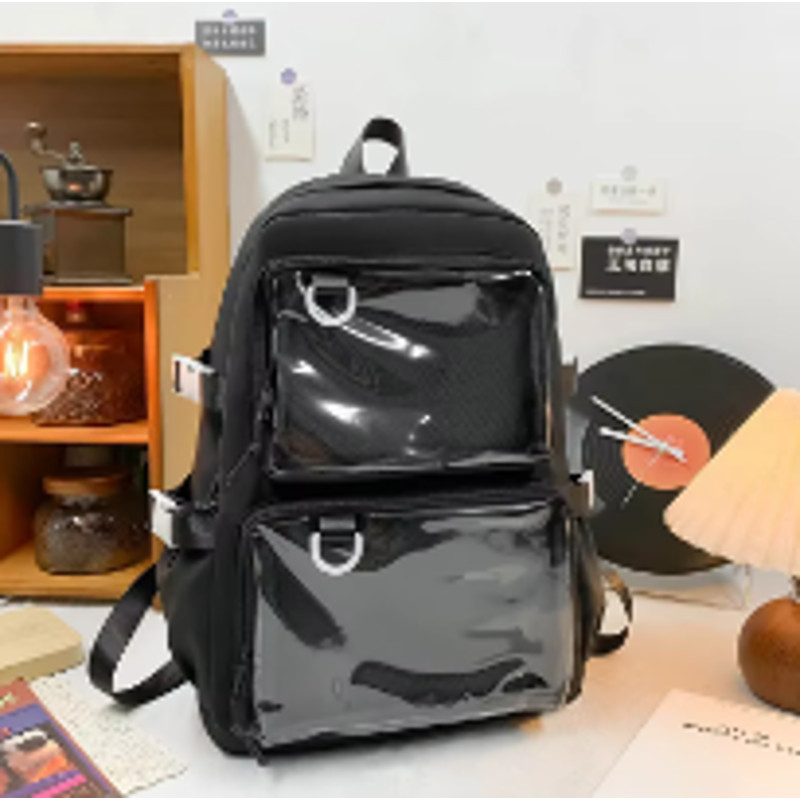 Upgrade your style with this Women Transparent Backpack, featuring Large Capacity Ita design perfect for school, college
