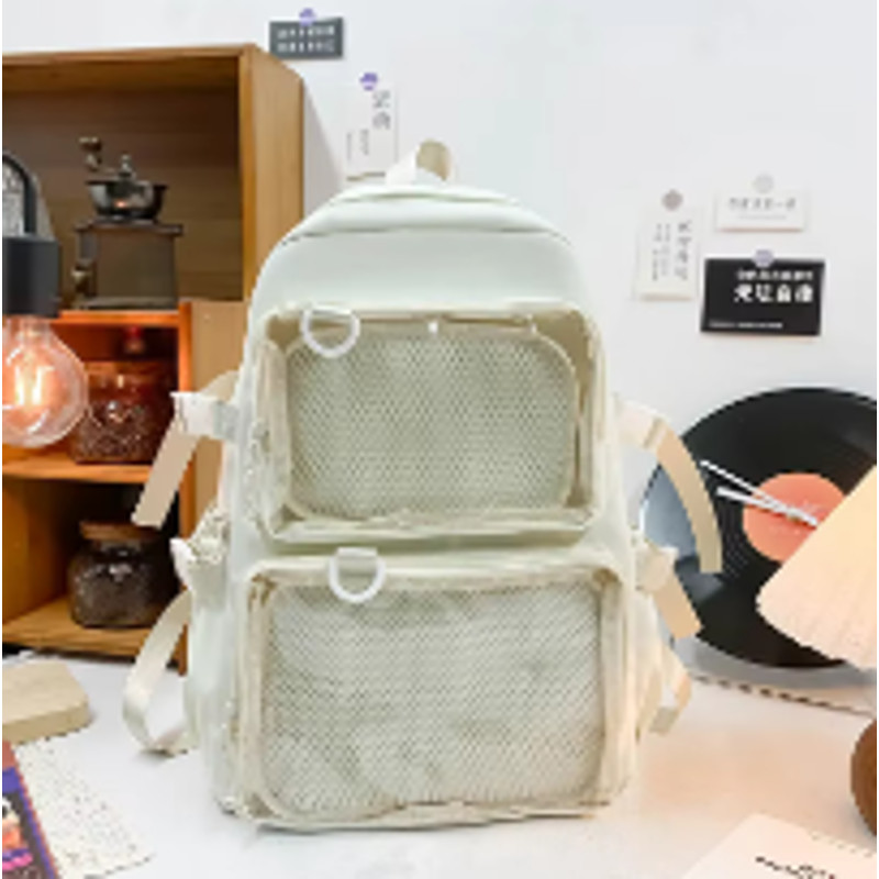 Upgrade your style with this Women Transparent Backpack, featuring Large Capacity Ita design perfect for school, college
