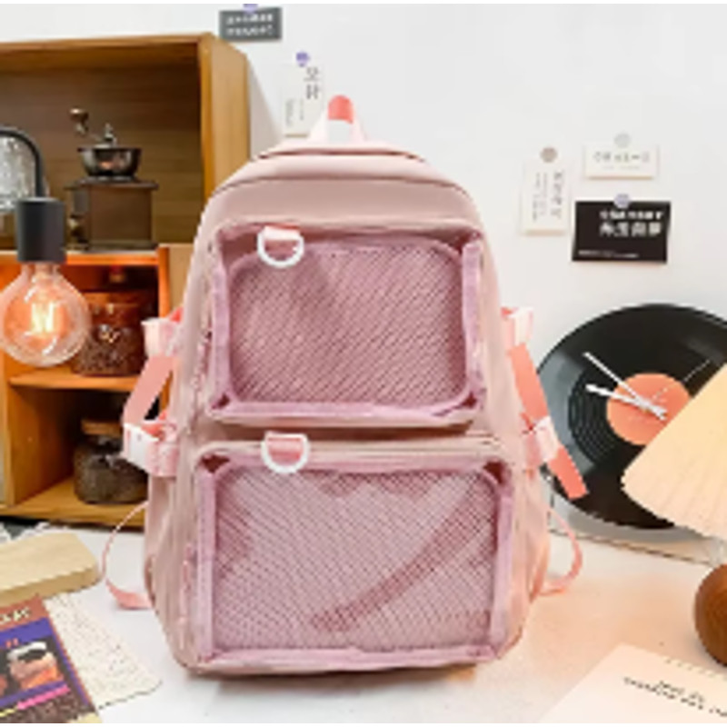 Upgrade your style with this Women Transparent Backpack, featuring Large Capacity Ita design perfect for school, college