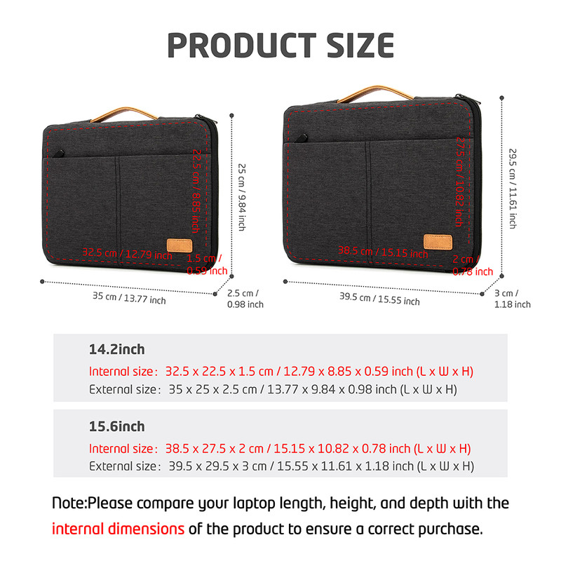 Laptop Sleeve Bag 14 156 Inch Notebook Pouch For Macbook HP Dell Acer Shockproof Computer Briefcase 2