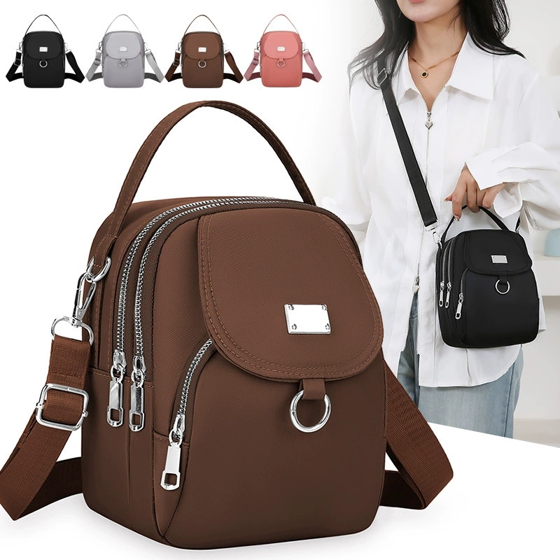 Casual Mini Handbag For Women Lightweight Nylon Crossbody Bag Chic Shoulder Bag With Multiple Zip P 0
