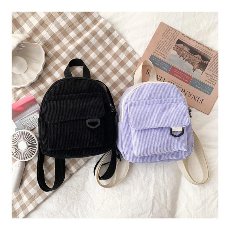 Corduroy texture, mini backpack ins, versatile backpack, super popular cute, commuting makeup bag, student bag