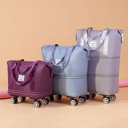 business trip portable boarding duffel bag, expandable, adjustable, universal wheel travel bag, large capacity
