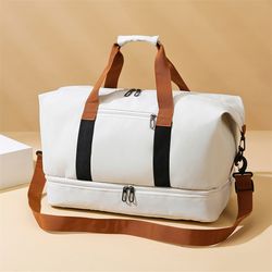 lightweight gym bag, large-capacity portable travel bag, independent shoe compartment, shoulder messenger bag