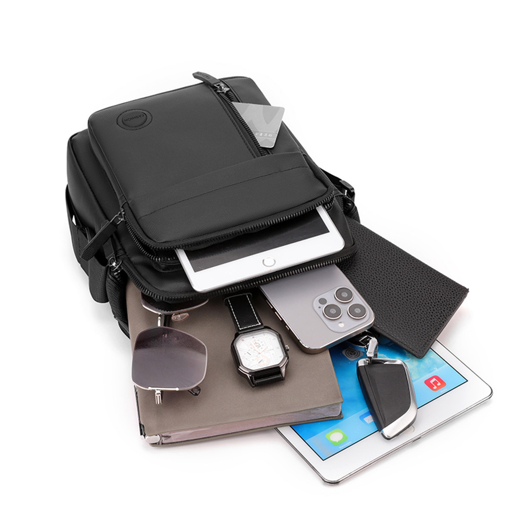 Business Shoulder Bag, Men's Crossbody Bag, Compact Design for Travel, Multi-Compartment, Adjustable Strap, Everyday Use