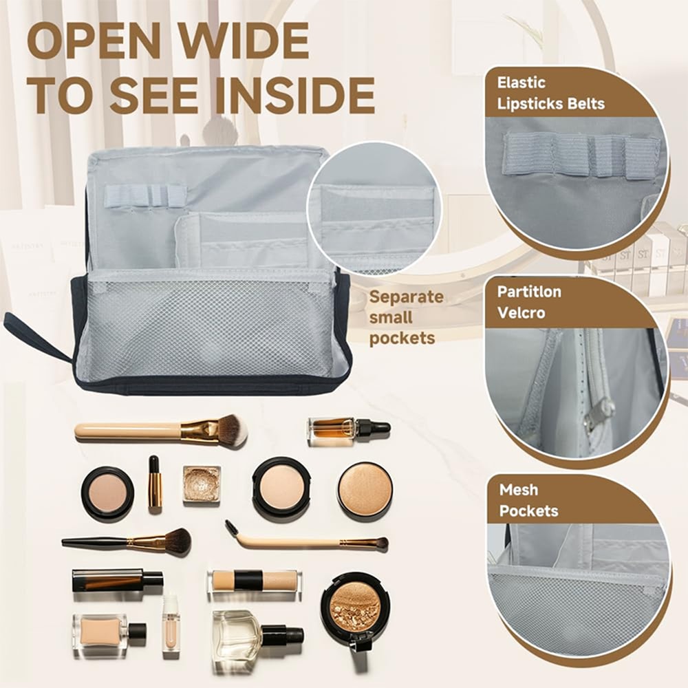 Portable Waterproof Vertical Cosmetic Bag Large Capacity Toiletry Bag For Women Travel Makeup And S 3