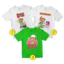 Handy Manny T-Shirt Merch - 3 Pack Tee Shirts Bundle Cartoon Printed Short Sleeve Toddler Unisex Boys Girls 1-10
