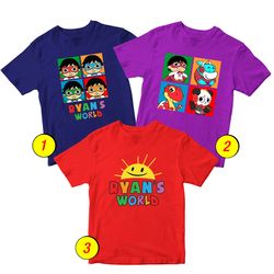 Ryan World T-Shirt 2 Merch - 3 Pack Tee Shirts Bundle Cartoon Printed Short Sleeve Toddler Unisex Boys Girls 1-10