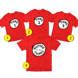 Dr Seuss Thing 1 Thing 2 Merch - 3 Pack Tee Shirts Bundle Cartoon Printed Short Sleeve Toddler Unisex Boys Girls 1-10