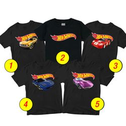 Hot Wheels T-Shirt Merch - 3 Pack Tee Shirts Bundle Cartoon Printed Short Sleeve Toddler Unisex Boys Girls 1-10
