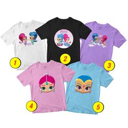 Shimmer and Shine 2 T-Shirt Merch - 3 Pack Tee Shirts Bundle Cartoon Printed Short Sleeve Toddler Unisex Boys Girls 1-10