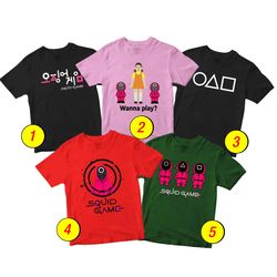 Squid Game 2 T-Shirt Merch - 3 Pack Tee Shirts Bundle Cartoon Printed Short Sleeve Toddler Unisex Boys Girls 1-10