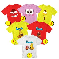 Larva T-Shirt Merch - 3 Pack Tee Shirts Bundle Cartoon Printed Short Sleeve Toddler Unisex Boys Girls 1-10