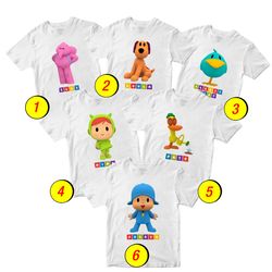 Pocoyo 3 Elly Pato Nina Sleepy Bird T-Shirt Merch - 3 Pack Tee Shirts Bundle Cartoon Printed Short Sleeve Toddler Unisex