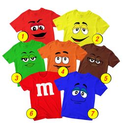 MnM Candy T-Shirt Merch - 3 Pack Tee Shirts Bundle Cartoon Printed Short Sleeve Toddler Unisex Boys Girls 1-10