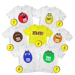 MnM Chocolate Candy T-Shirt Merch - 3 Pack Tee Shirts Bundle Cartoon Printed Short Sleeve Toddler Unisex Boys Girls 1-10